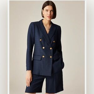 J. Crew Double-Breasted Navy Blazer with Gold Accents